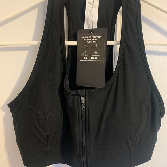 Fabletics Large Sports Bra Phone Pocket Black - Picture 3 of 6